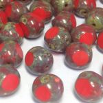 Koraliki Czech Glass Beads Round 3-cut 10mm Red Stone 5 szt.
