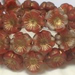 Koraliki Czech Glass Beads Hawaii Flower 14 mm matte red wine /old patina