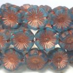 Koraliki Czech Glass Beads Hawaii Flower 14 mm matte capri /patina