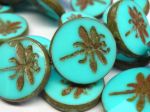 Koraliki Czech Glass Beads  Dragonfly 23mm Turquoise Picasso 1 szto