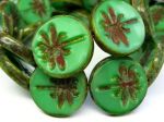 Koraliki Czech Glass Beads  Dragonfly 23mm Picasso Opal Green