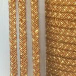 Sznurek pleciony płaski bawełniany 6 mm brązowo-złoty - 1m
