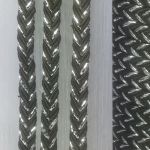 Sznurek pleciony płaski bawełniany 6 mm czarny-srebrny - 1m