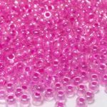 Rocaille 11/0 Czech seed beads - Transparent Crystal Hot Pink Lined - 50 gram