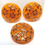 Guzik szklany 27mm stars  orange/silver1 szt
