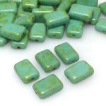 Koraliki Czech Glass Beads Table Cut Rectangles 12X8mm turquoise picasso