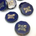 Koraliki 26x0,6mm Glass Beads Butterfly montana blue - 1 szt