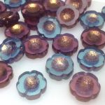 Koraliki Czech Glass Beads Hawaii 14 mm Mix Milky Violet-Blue/Antic Bronze