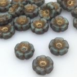 Koraliki  Glass Beads Hawaii 12mm Matte Old Blue/Grey/Antic Patina