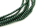 Perełki Jablonec 3 mm Deep Emerald (ok 150szt) 1 sznur