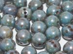 RounTrio® Beads 6 mm Chalk White Blue Luster (3 hole) - 10 szt
