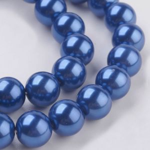 Perły szklane  10mm MEDIUM BLUE - sznur(ok. 42 szt)