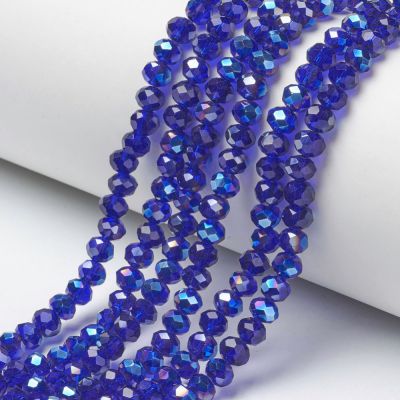Rondelle  fasetowane plated ROYAL BLUE 4x3mm  sznur ( ok. 145szt)