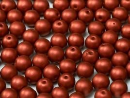 Round Beads 3 mm  Metallic Lava Red   50 szt
