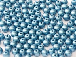 Round Beads 3 mm Alabaster Metalic Sea Blue - 50 szt