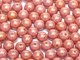 Round Beads 6 mm Chalk White Red Luster - 20 szt