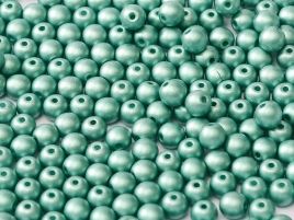 Round Beads 3 mm Alabaster Metallic Emerald - 50 szt