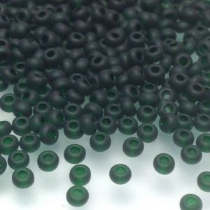 Rocaille 10/0 Czech seed beads - Transparent Frosted Emerald 50150 - 10 gram