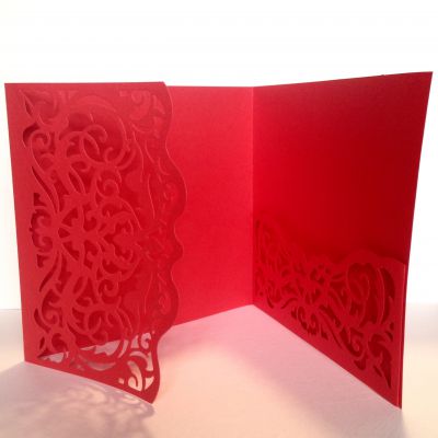 Baza kartki/zaproszenia Entwinted Vines II 13,5x14 cm coral red  (200gr )  - 1 szt