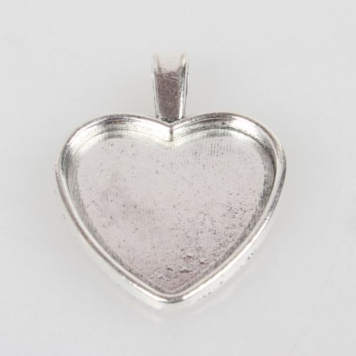 Baza zawieszki HEART 23x23 mm (35x27x3 mm) antique silver - 1 szt
