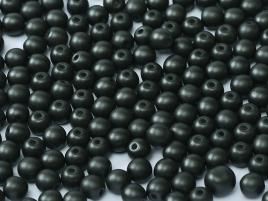 Round Beads 3 mm Alabaster Metallic Black 50 szt