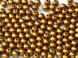 Round Beads 3 mm Alabaster Metallic Brass - 50 szt