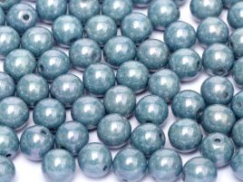 Round Beads 3 mm Chalk White Baby Blue Luster - 50 szt
