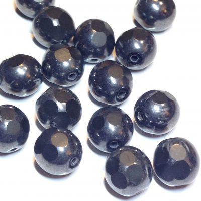 Koraliki Czech Glass Beads  Round 9 mm Jet/Hematite 10 szt1