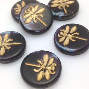 Koraliki Czech Glass Beads  Dragonfly 23mm matte/bronze - 1 szt