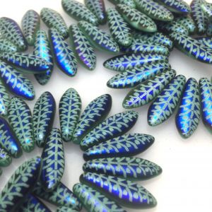 Daggers Beads 5x16mm: Green Turquoise Rye - 10 szt