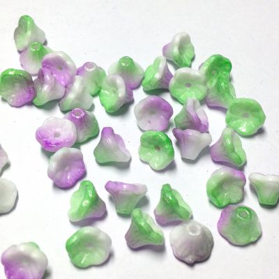 Flower Cup Beads 7 x 5 mm Chalk White Funky Orchid - 10 szt