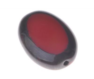 Koralik - Oval Window Beads 19 x 14mm : Opaque Red - Picasso - 1 szt