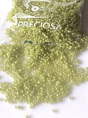 Rocaille 10/0 Czech seed beads - Chalk Alabaster Olive  - 10 gram