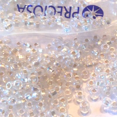 Rocaille 6/0 Czech seed beads - Silver  Lined Milky Crystal AB - 10 gram