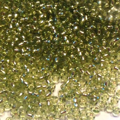 Rocaille 9/0 Czech seed beads - Silver Lined Lt. Lime Green - 10 gram