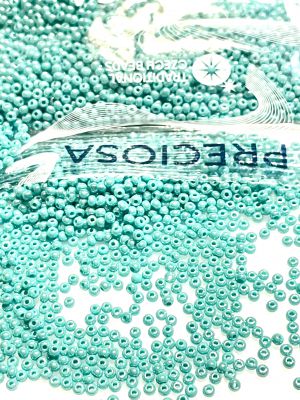 Rocaille 11/0 Czech seed beads - Lustered Opaque Turquoise col 63130 - 50 gram