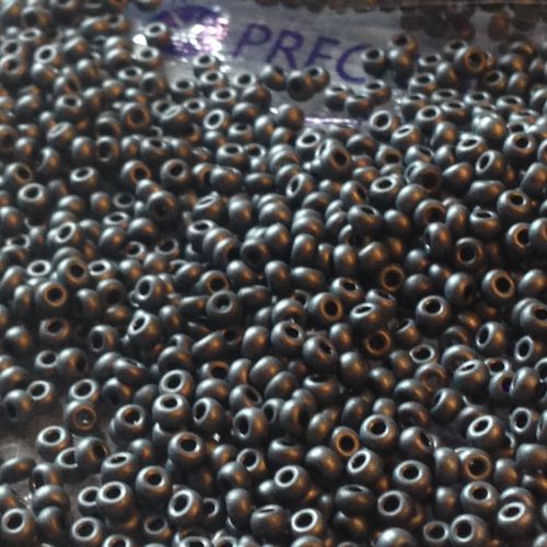 Rocaille 8/0 Czech seed beads - Opaque Satin Steel - 10 gram
