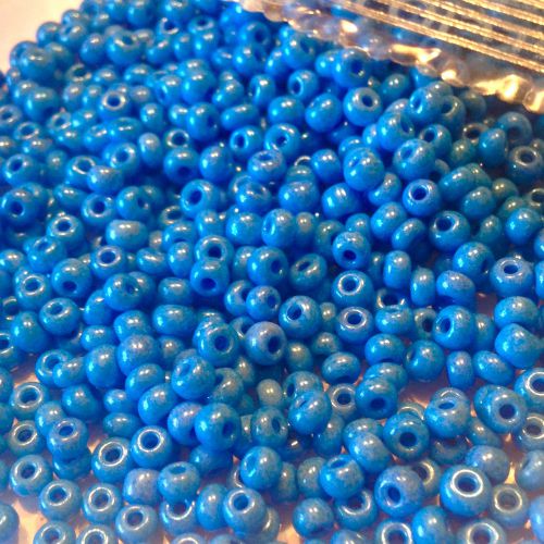 Rocaille 6/0 Czech seed beads - Opaque Shine Blue   - 10 gram