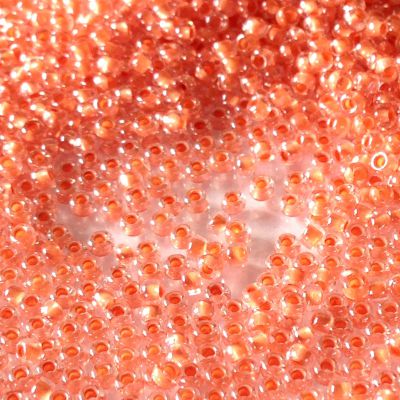 Rocaille 11/0 Czech seed beads - Transparent Crystal Salmon Lined - 10 gram