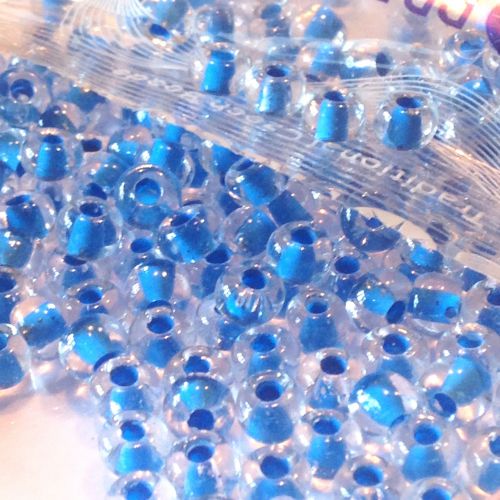 Rocaille 2/0 Czech seed beads - Crystal Blue Lined 38636 - 10 gram
