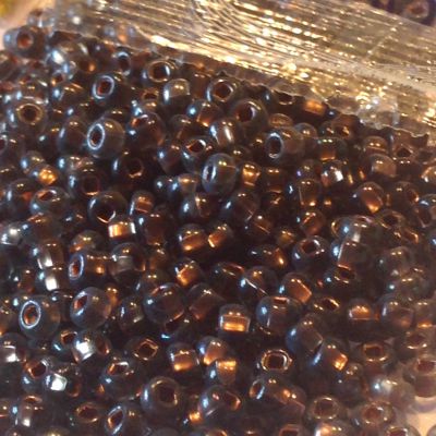 Rocaille 6/0 Czech seed beads - Bronze Lined Black Diamond - 10 gram