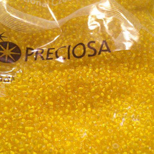 Rocaille 11/0 Czech seed beads - Transparent Yellow Yellow Lined  - 10gram