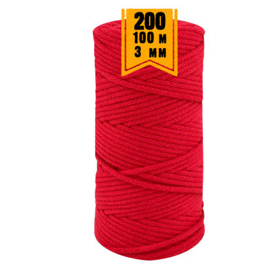 Makrama sznurek pleciony 3 mm  bawełna - nawój 100m  col. 200 - 1 szt