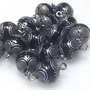 Zapięcie magnetyczne 10 mm Hight Quality black silver akryl/metal - 1 szt.