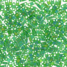 Miyuki  Quarter Tila Beads Matted Transp Green AB  QTL0146FR   -5 gram