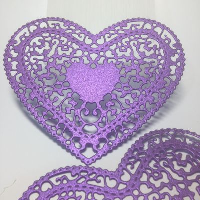 Scrapki HEART - 9x8 cm metallic violet (220gr ) -1 szt