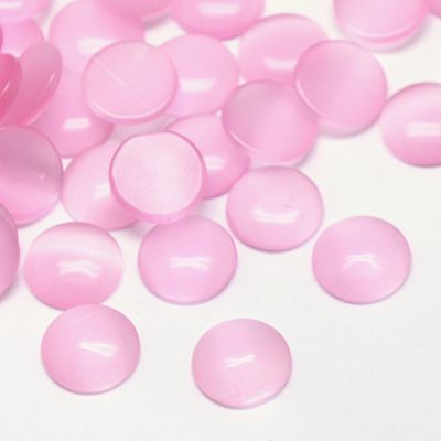 Kaboszon 25x4,5 mm szklany Kocie Oko, Round , Peark Pink - 1szt