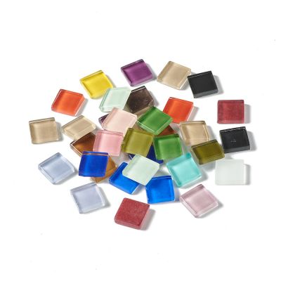 Mozaika - kaboszon  - 15x15x4 mm szkło  MIX RED + glitter powder 5 szt - 1 op