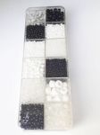 Zestaw koralików Rocaille czarno-biały  - 213 gr - 15,5x5,5x2 cm - 1 szt