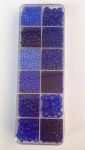 Zestaw koralików Rocaille chabrowo-kobaltowe -  216 gr - 15,5x5,5x2 cm - 1 szt